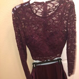 2 piece burgundy dress